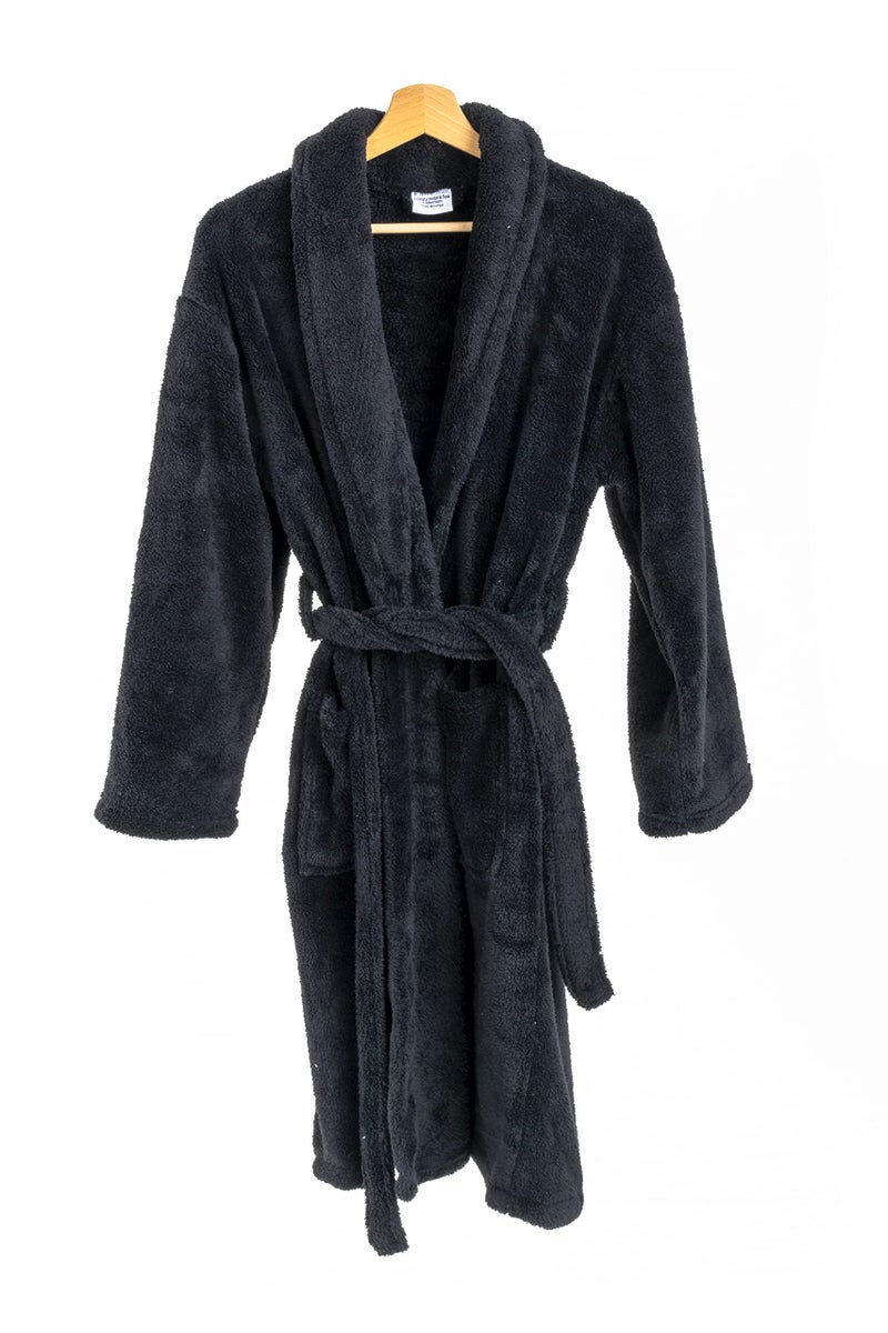 BC BARE COTTON Bare Cotton Kids Microfiber Fleece Shawl Robe - Girls (Large (Ages 9-12), Black) - Image 5